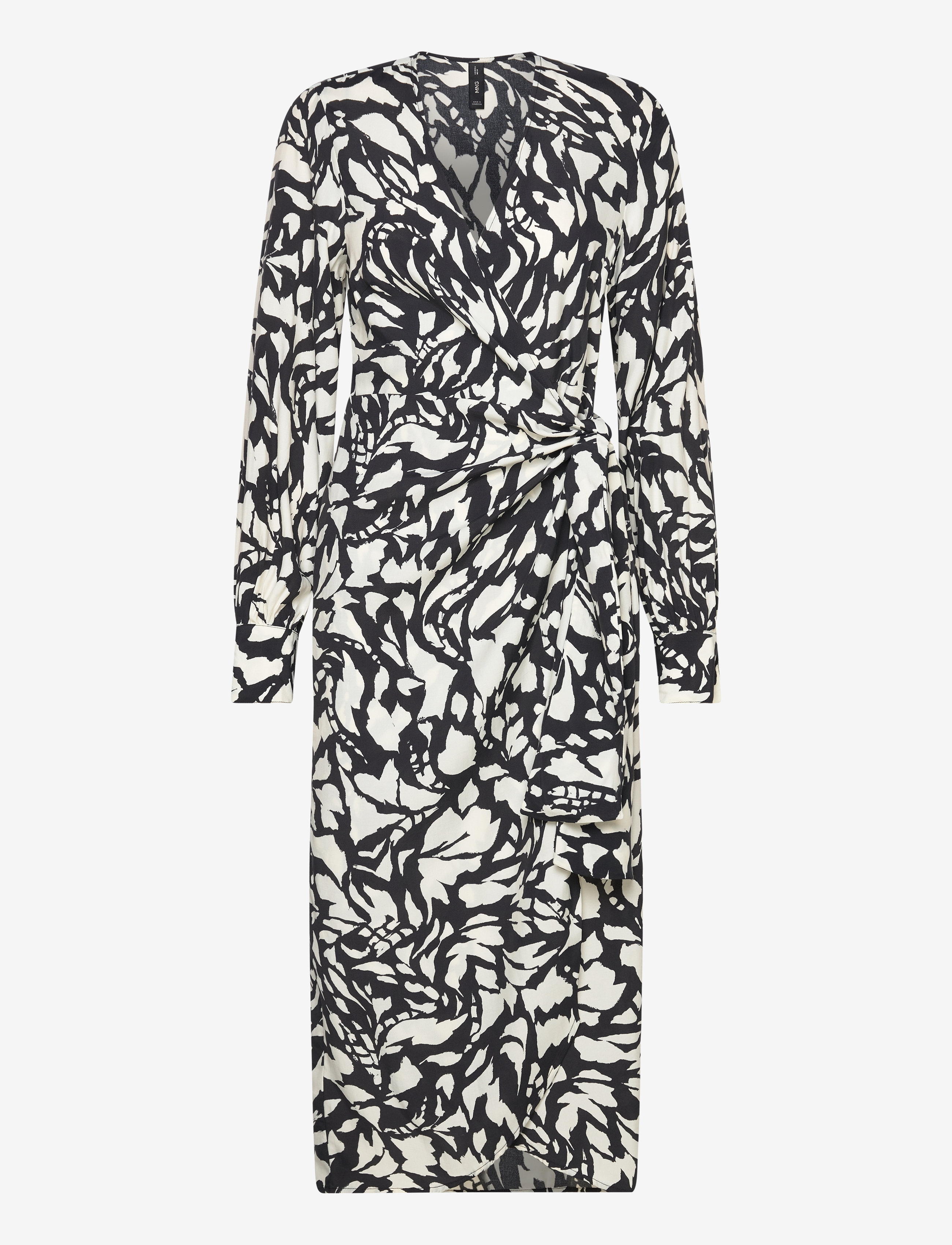 MANGO Print Wrap Kleid Schwarz - XS - Damen