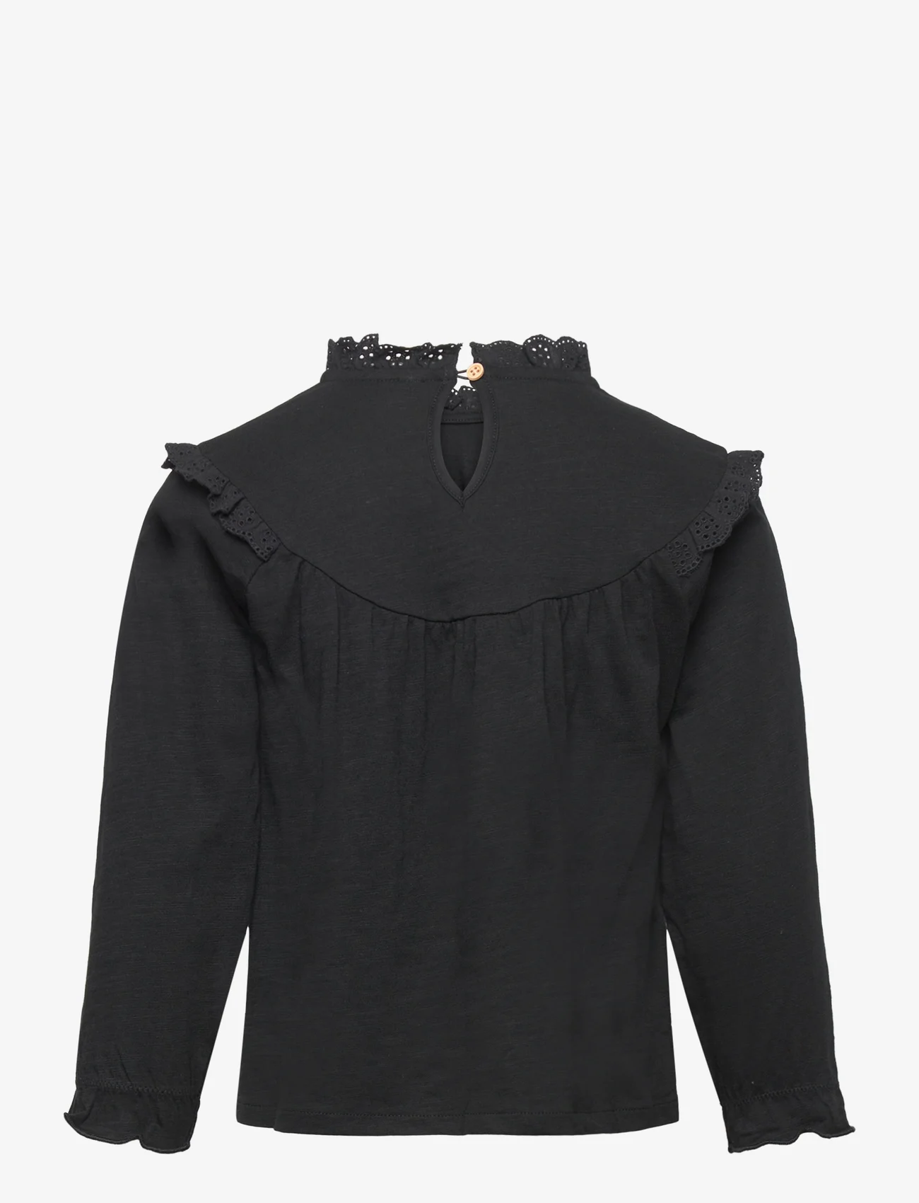 Mango - Long -sleeved t-shirt with ruffles - langærmede t-shirts - black - 1