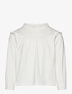 Long -sleeved t-shirt with ruffles - NATURAL WHITE