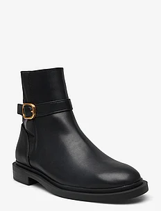 Ankle boots with elastic panel and buckle, Mango