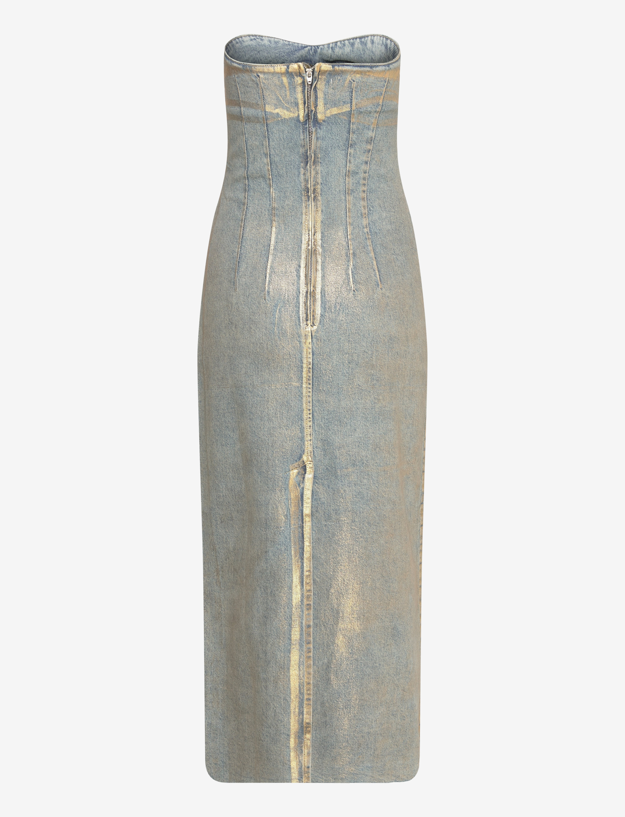 Mango - Denim foil dress - gold - 1