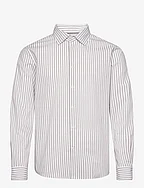 Stretch fabric slim-fit striped shirt - GREY