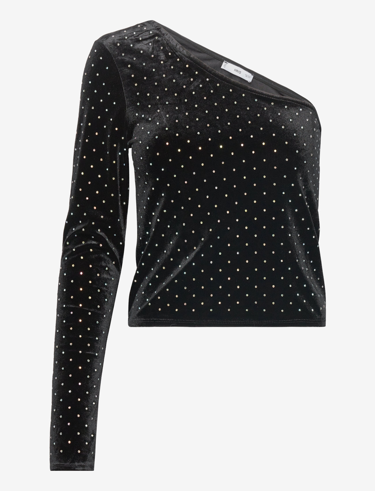 Mango - Strass velvet top - sügisesed riided - black - 0