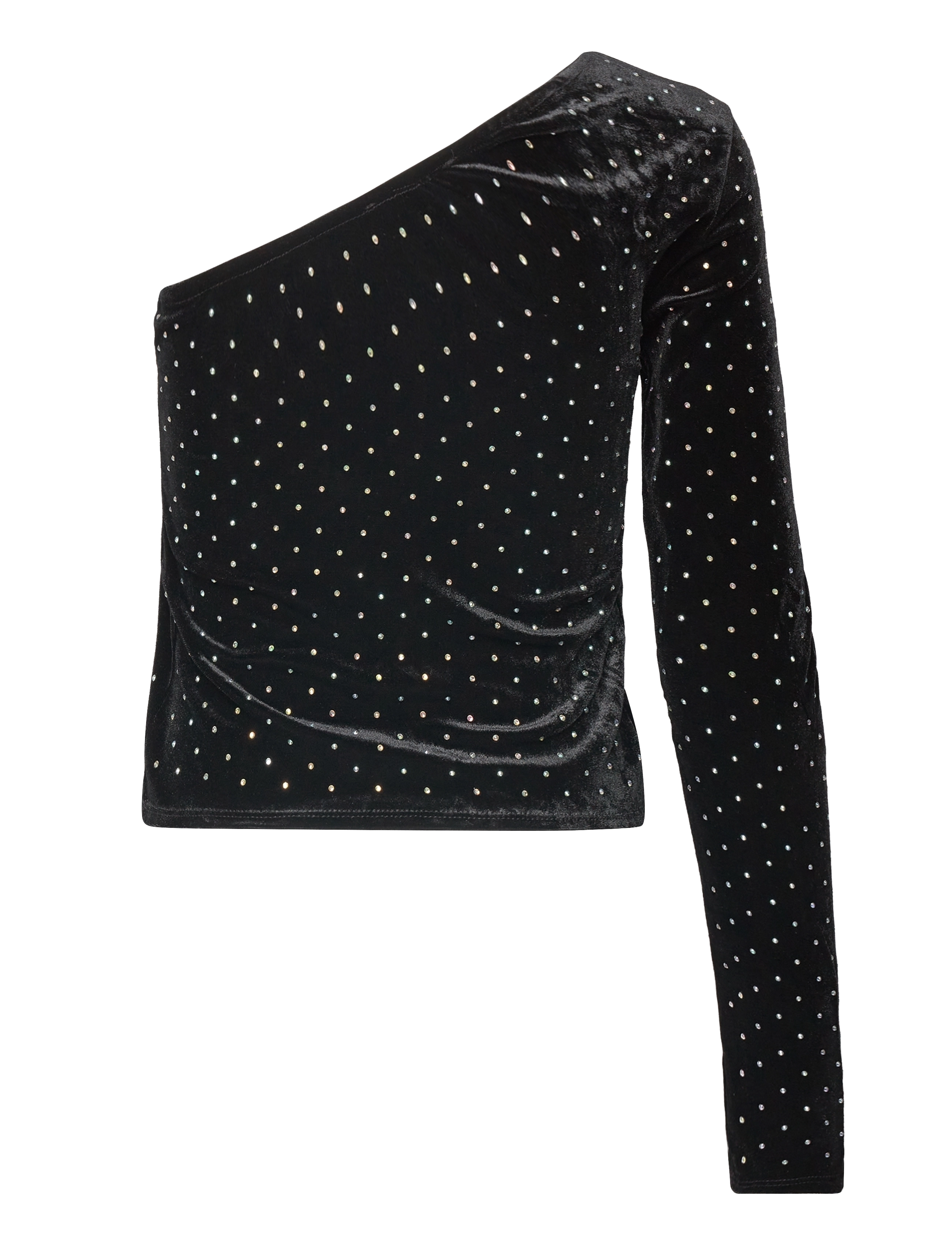 Mango - Strass velvet top - långärmade toppar - black - 1
