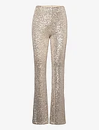 Sequin flared trousers - LIGHT BEIGE