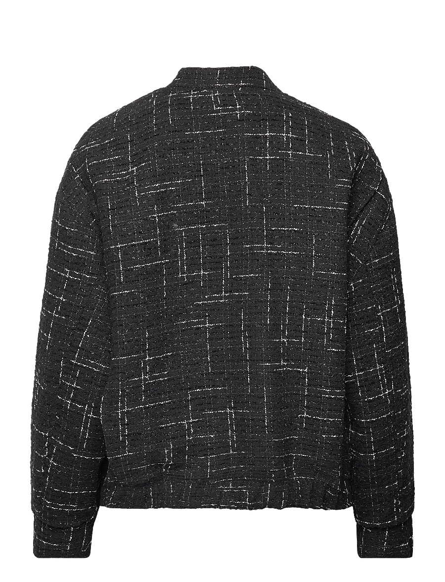 Mango - Tweed bomber jacket - vårjackor - black - 1