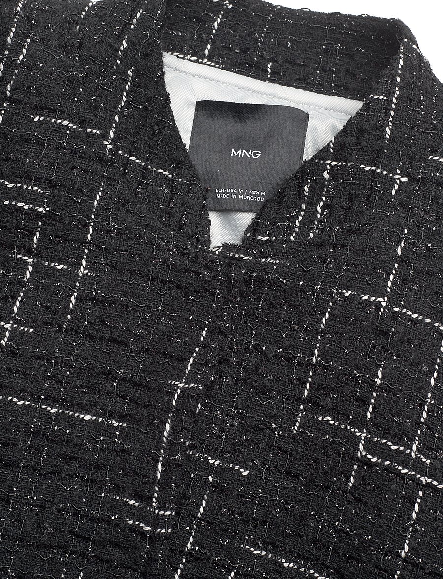 Mango - Tweed bomber jacket - vårjackor - black - 2