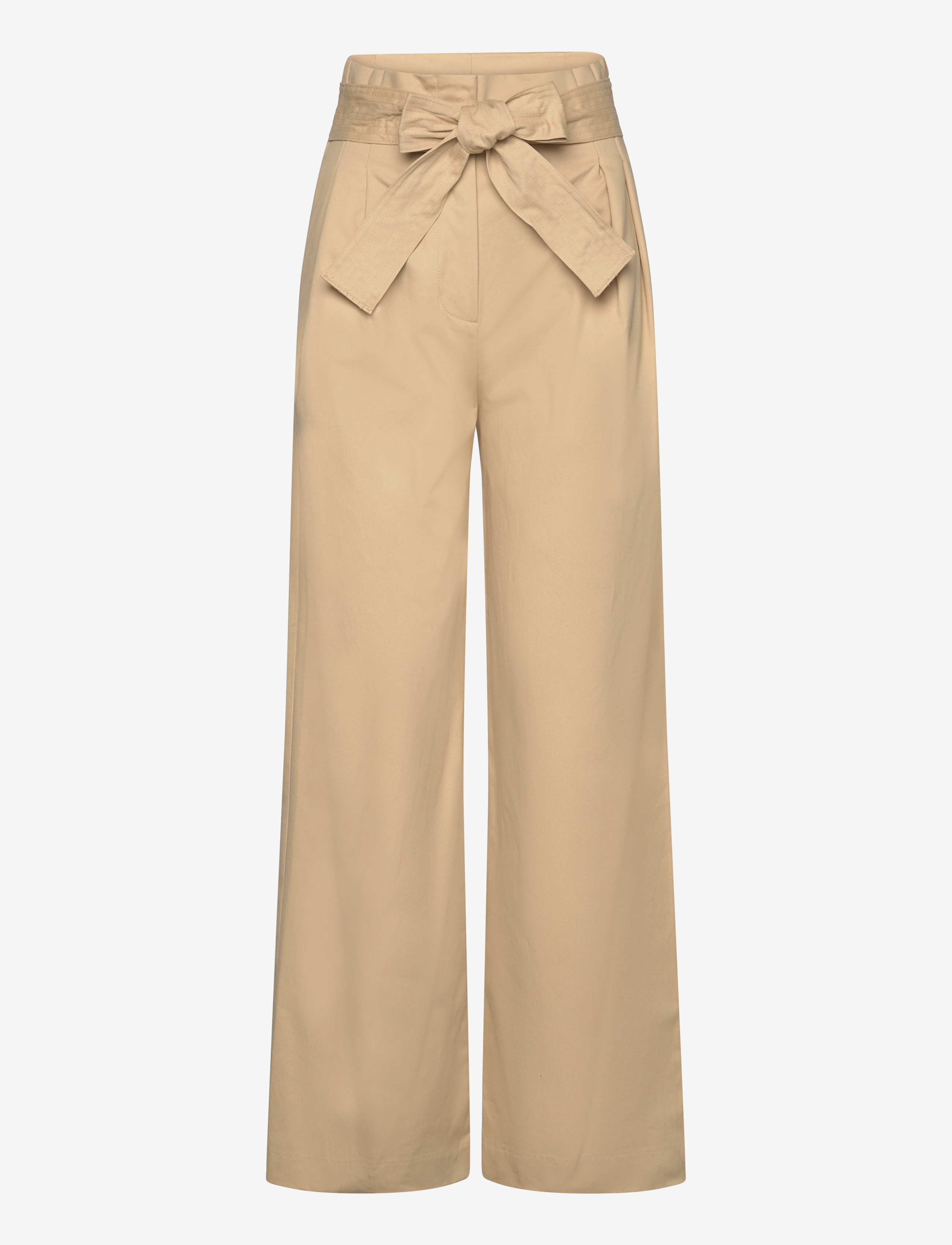 Mango Paperbag trousers with belt - Wide leg trousers - LIGHT BEIGE / beige