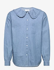 Mango - Babydoll blouse with denim neck - långärmade skjortor - open blue - 0