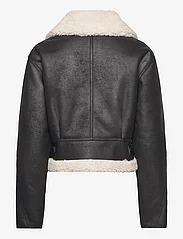 Mango - Faux shearling-lined short jacket - fuskpäls - black - 1