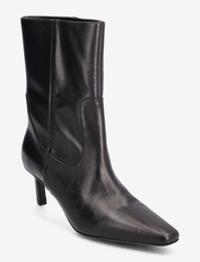 Mango - Leather boots with kitten heels - høye hæler - black - 0