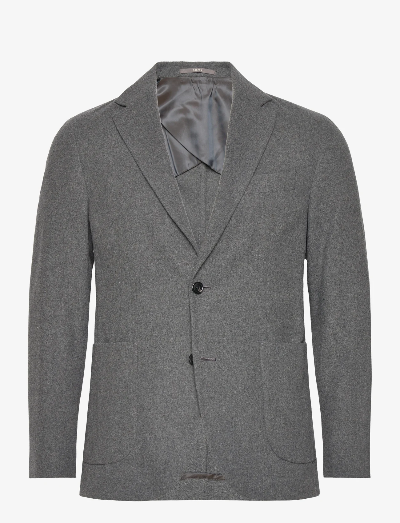 Mango - Slim fit flecked wool blazer - dobbeltradede blazere - grey - 0