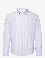 Stretch fabric slim-fit striped shirt - MEDIUM BLUE