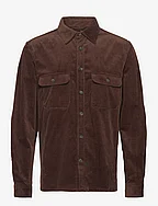 Corduroy pockets overshirt - BROWN