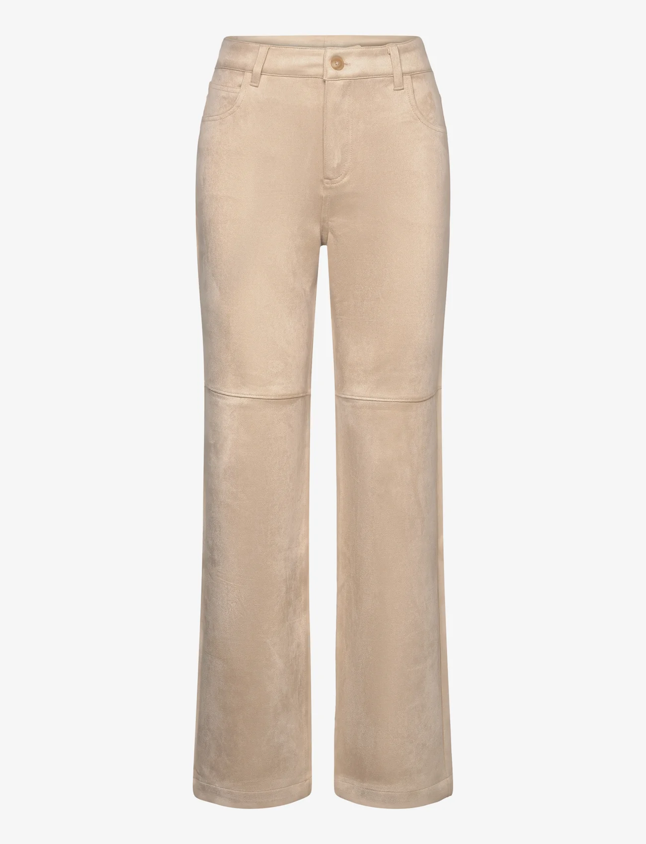 Mango - Suede trousers with seam detail - rette bukser - lt pastel grey - 0