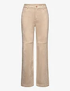 Suede trousers with seam detail - LT PASTEL GREY