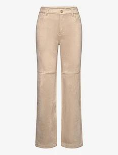 Suede trousers with seam detail, Mango