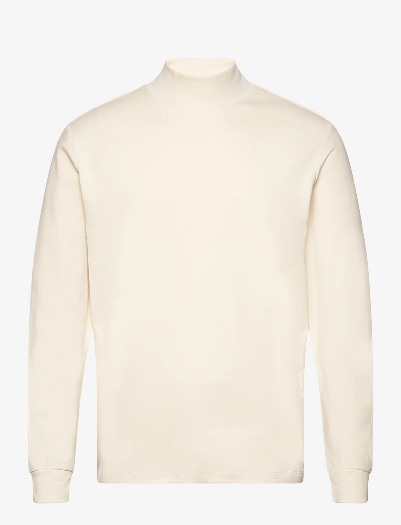 Mango - Perkins neck long-sleeved t-shirt - lägsta priserna - light beige - 0