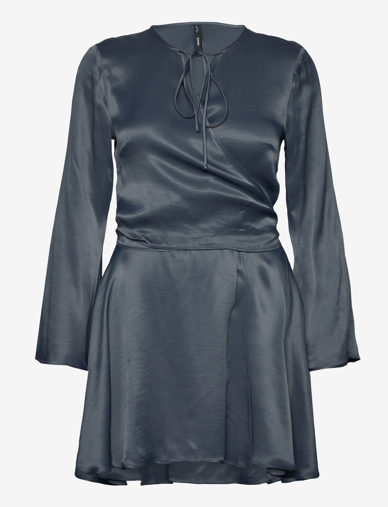 Mango - Wrapped satin dress - slå-om-kjoler - dark blue - 0