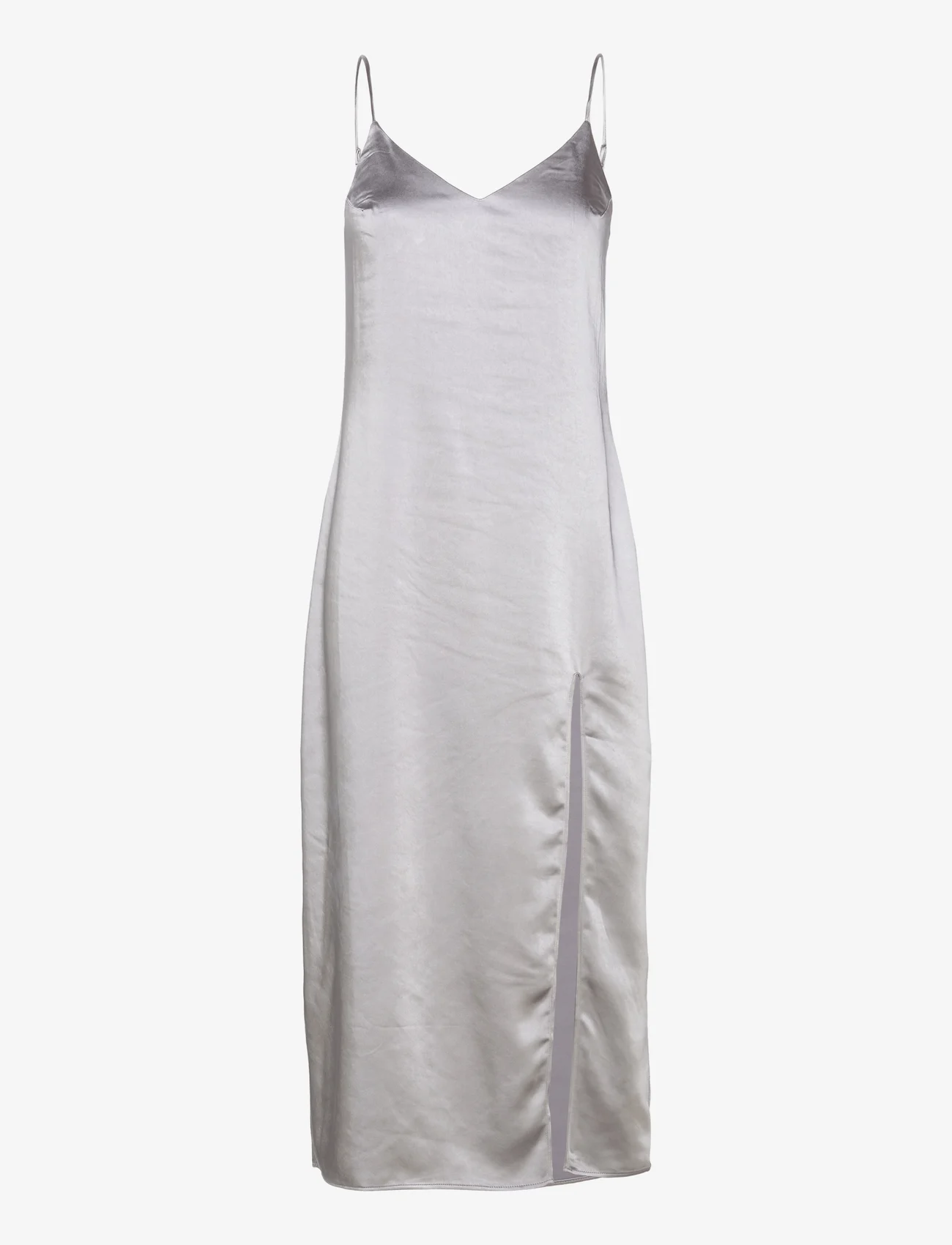 Mango - Side-slit satin dress - slip kjoler - silver - 0