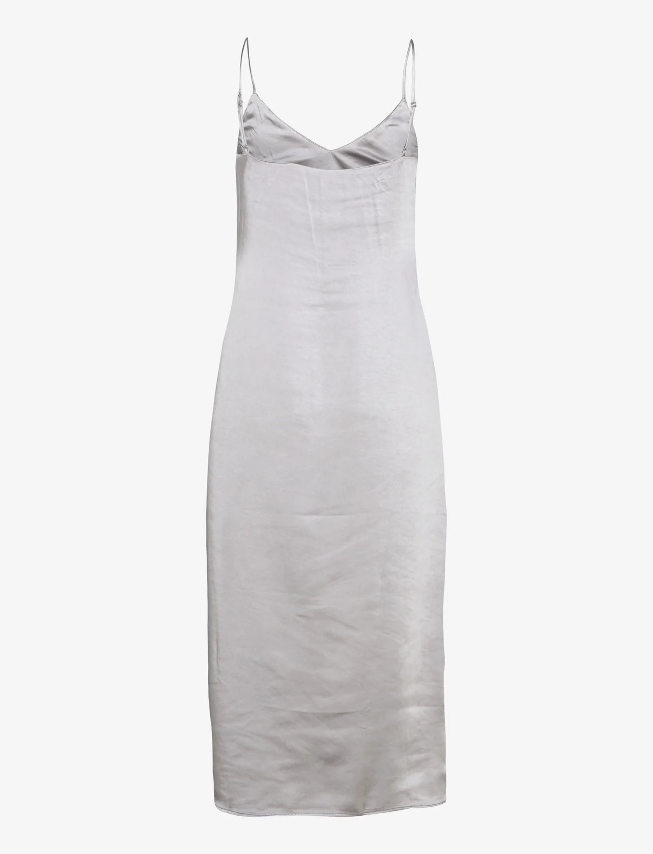 Mango - Side-slit satin dress - slip kjoler - silver - 1