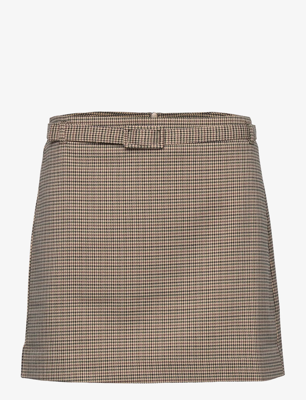 Mango - Houndstooth belt miniskirt - alhaisimmat hinnat - brown - 0