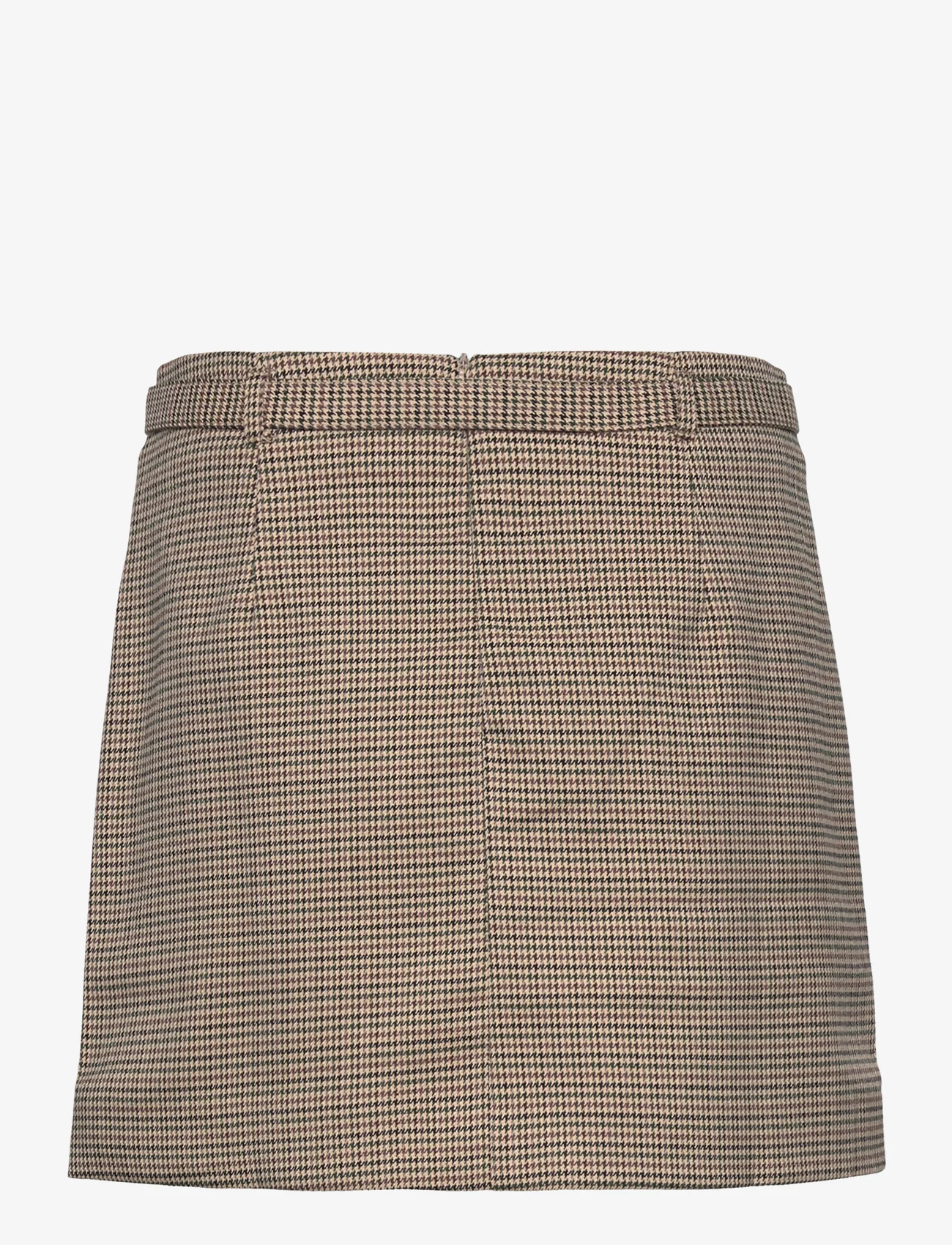 Mango - Houndstooth belt miniskirt - alhaisimmat hinnat - brown - 1