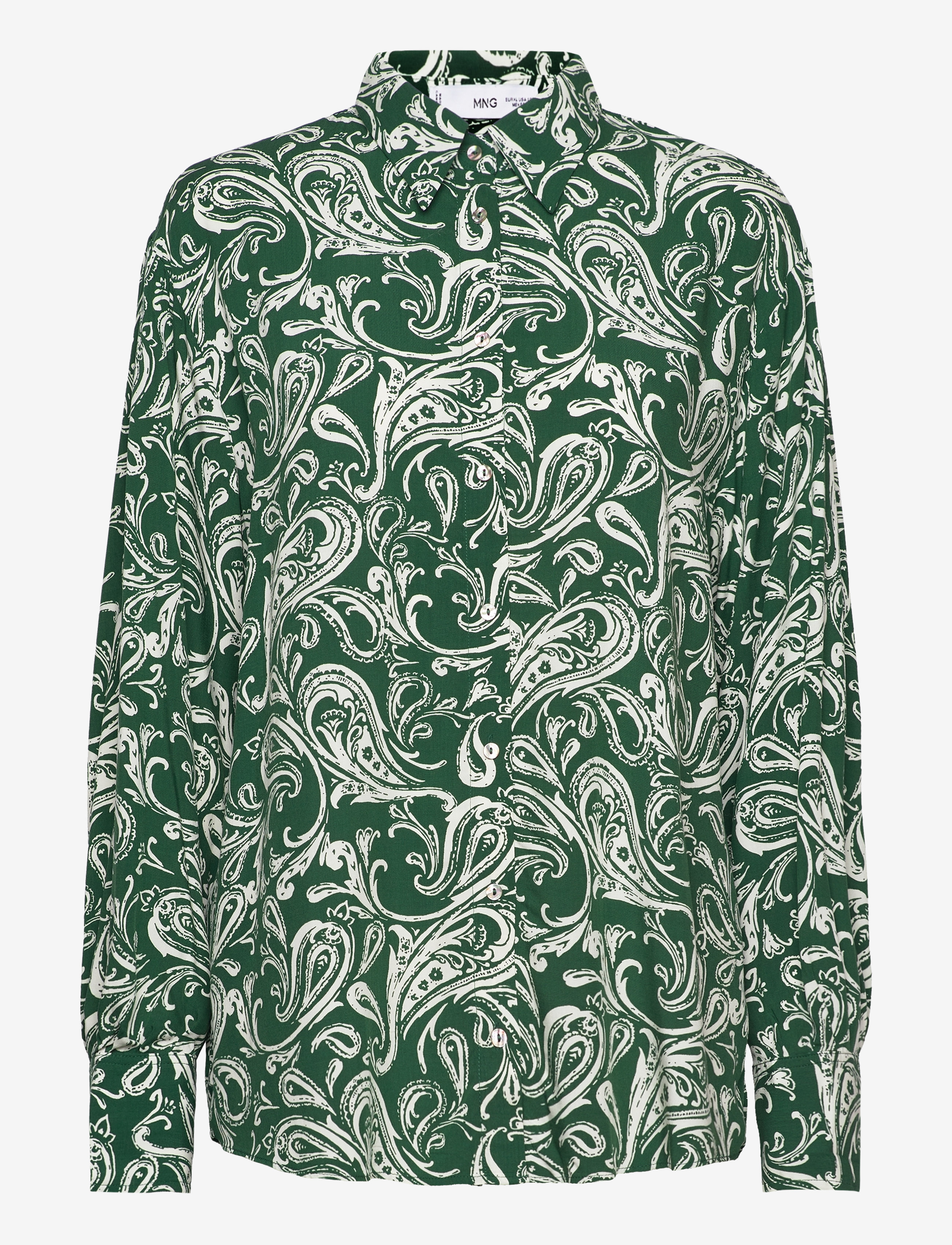 MANGO Printed Flowy Shirt Grün - XS - Damen