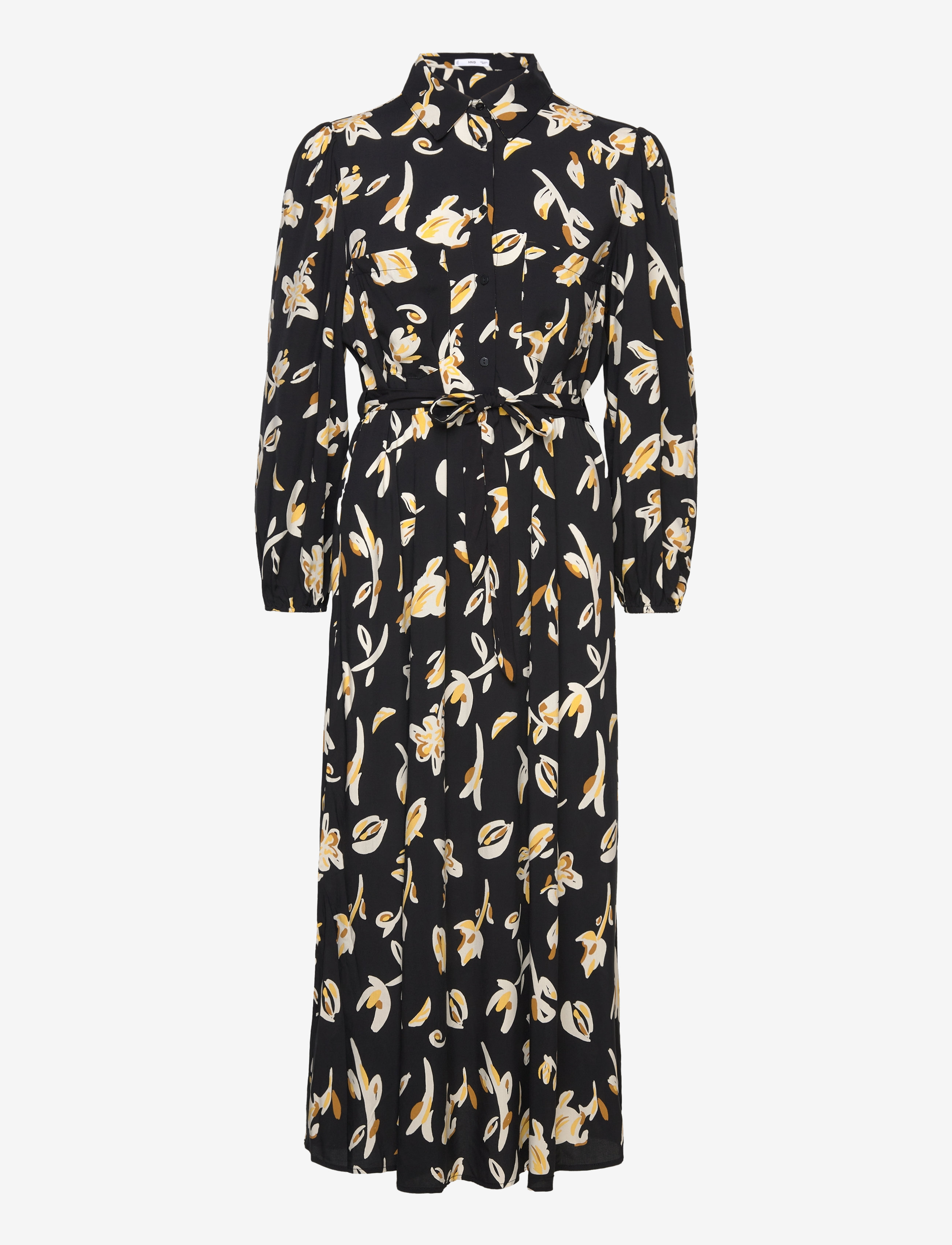 MANGO Printed Shirt Kleid Schwarz - XS - Damen