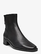 Leather ankle boots with ankle zip closure - BLACK