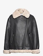 Faux shearling-lined jacket - BLACK