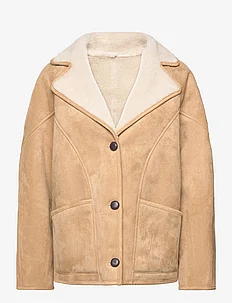 Shearling-lined coat with buttons, Mango