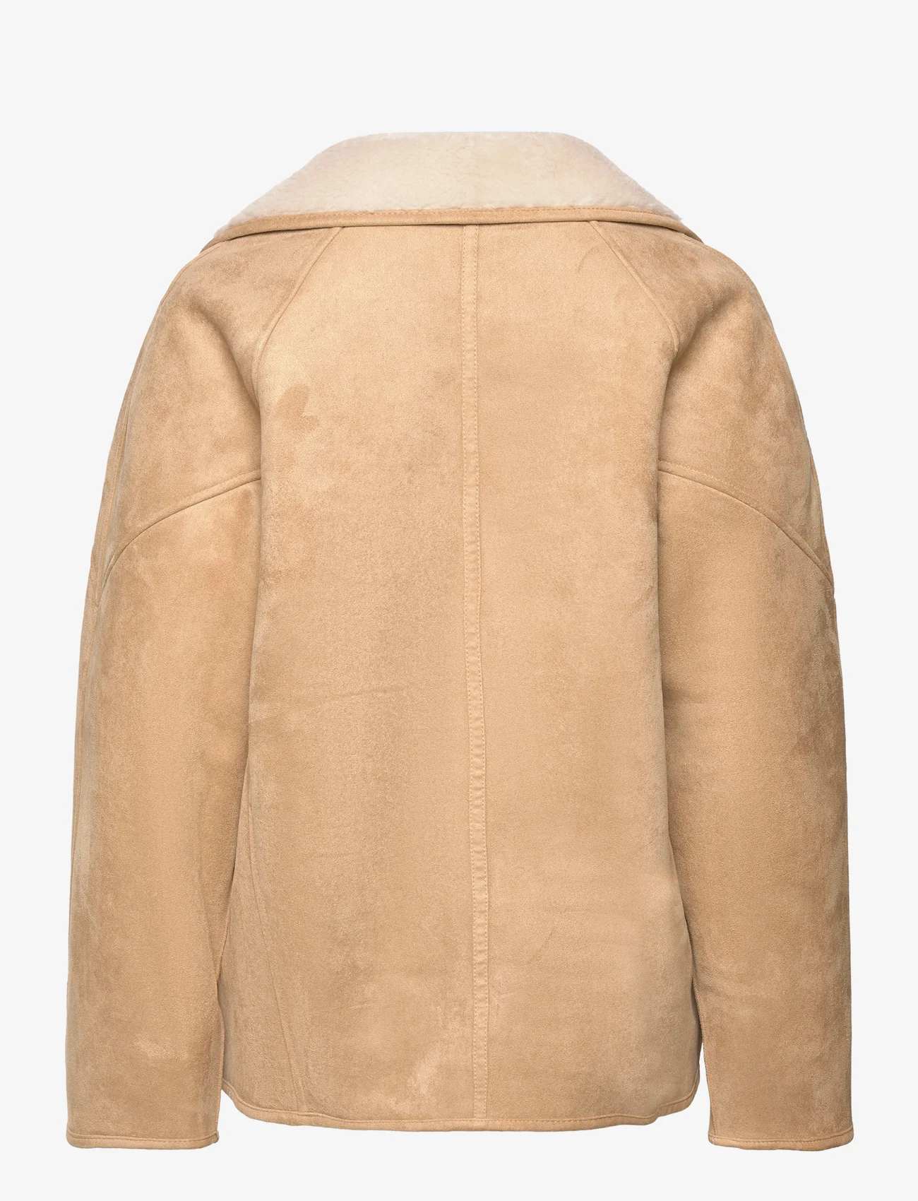 Mango - Shearling-lined coat with buttons - vårjakker - medium brown - 1