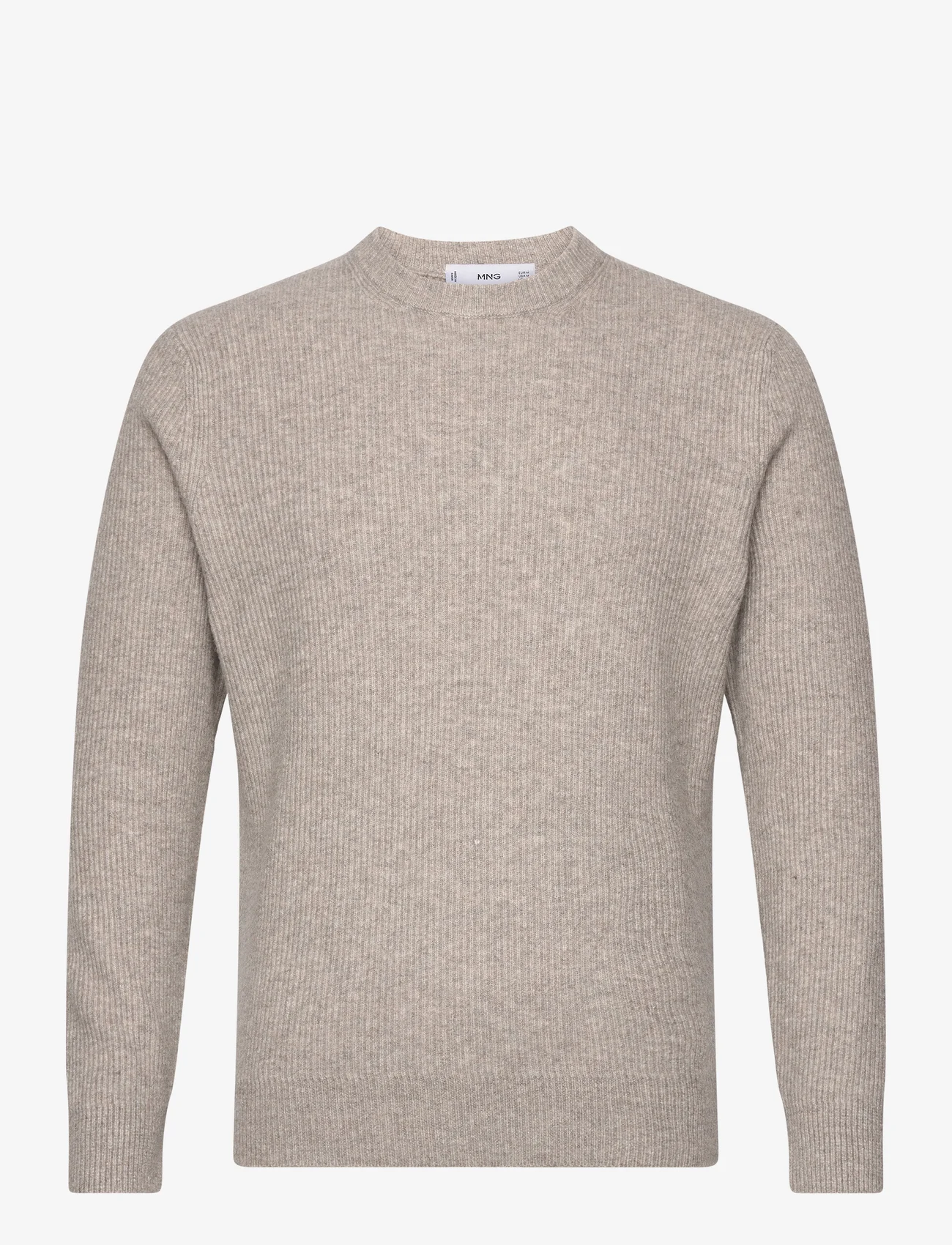 Mango - Ribbed knit sweater - pyöreäaukkoiset - lt pastel brown - 0