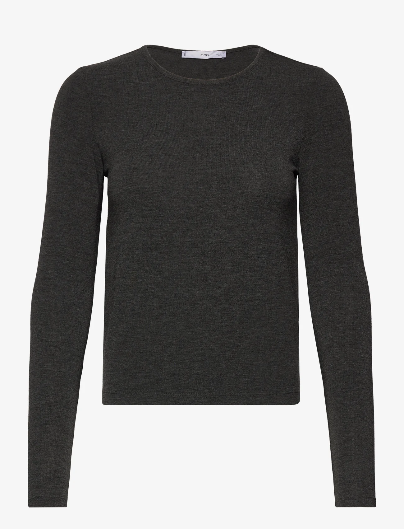 Mango - Round neck knit t-shirt - laveste priser - dark grey - 0