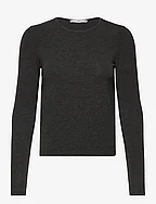 Round neck knit t-shirt - DARK GREY