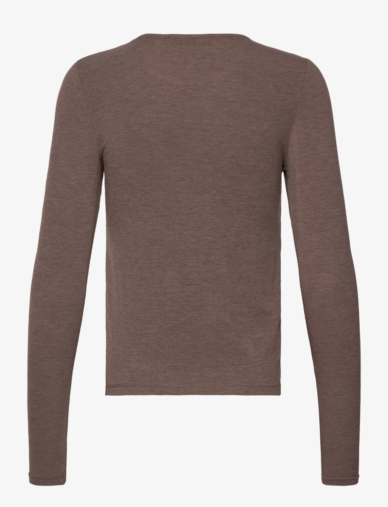 Mango - Round neck knit t-shirt - laveste priser - medium brown - 1