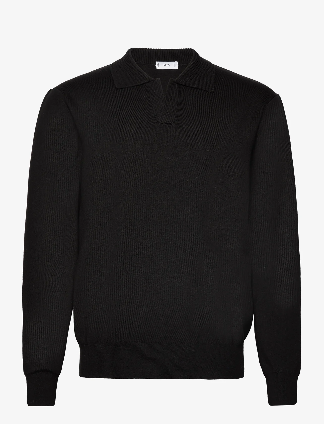 Mango - Polo collar wool sweater - strikkede poloer - black - 0