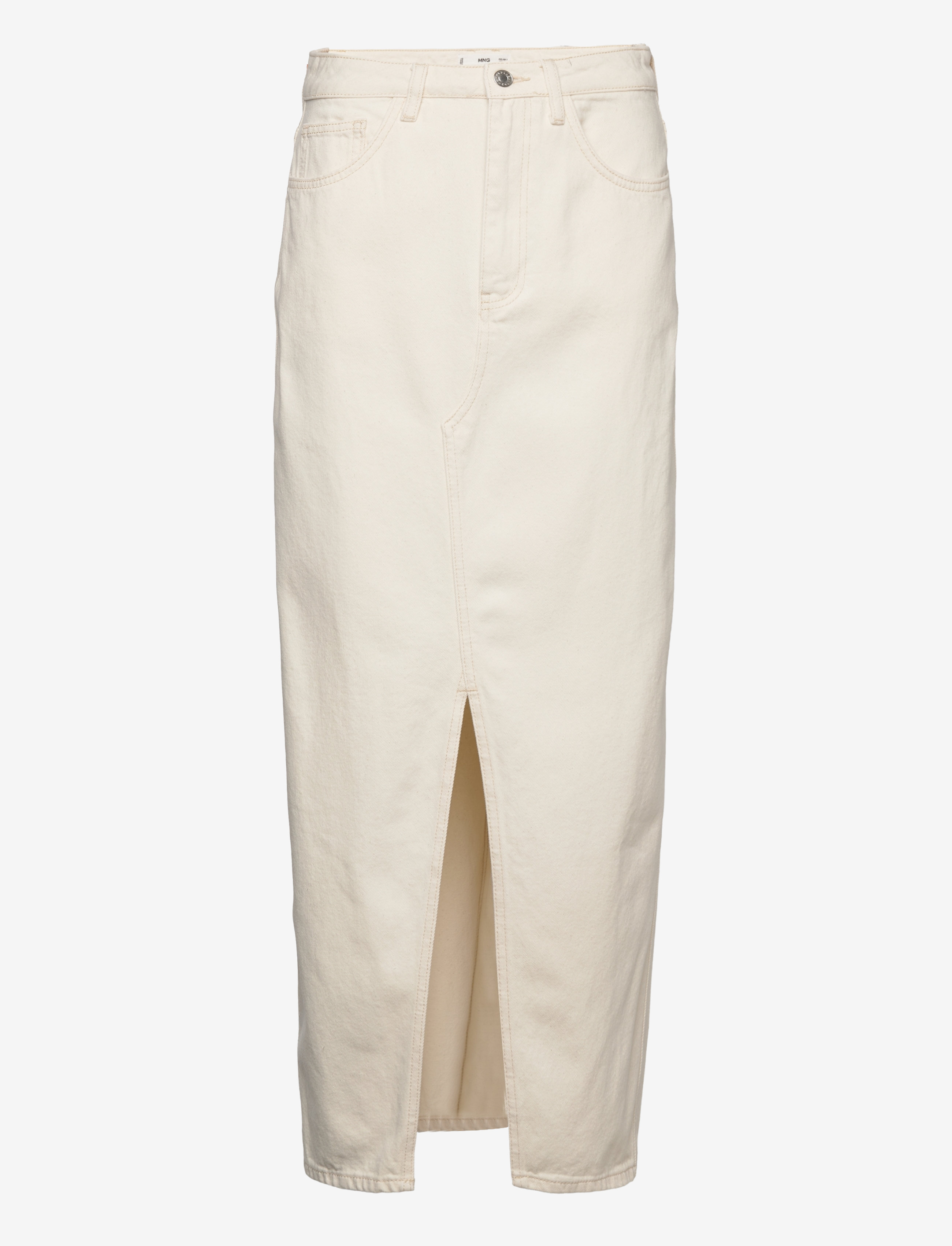 Mango - Slit denim skirt - maxikjolar - light beige - 0