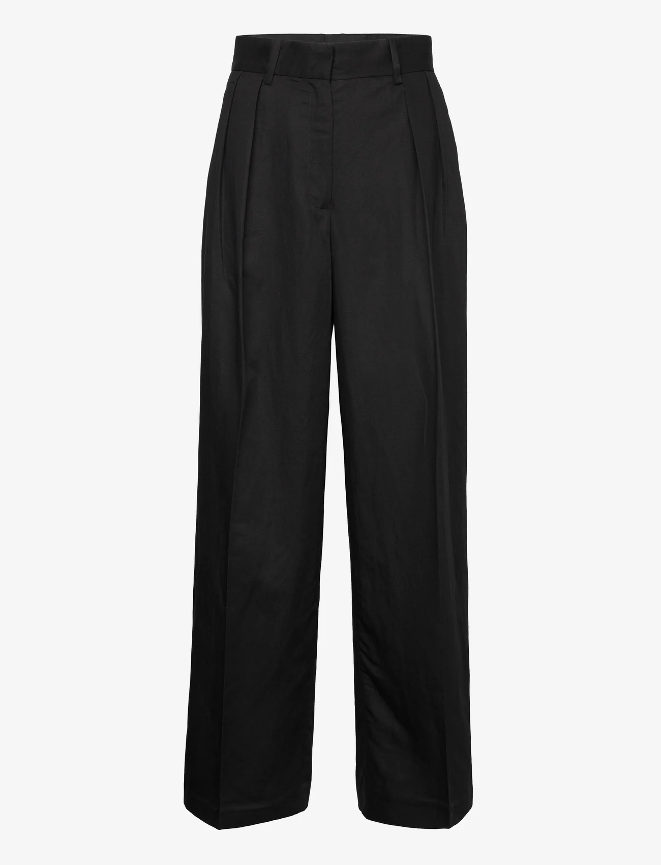 Mango - Wideleg pleated trousers - kostymbyxor - black - 0