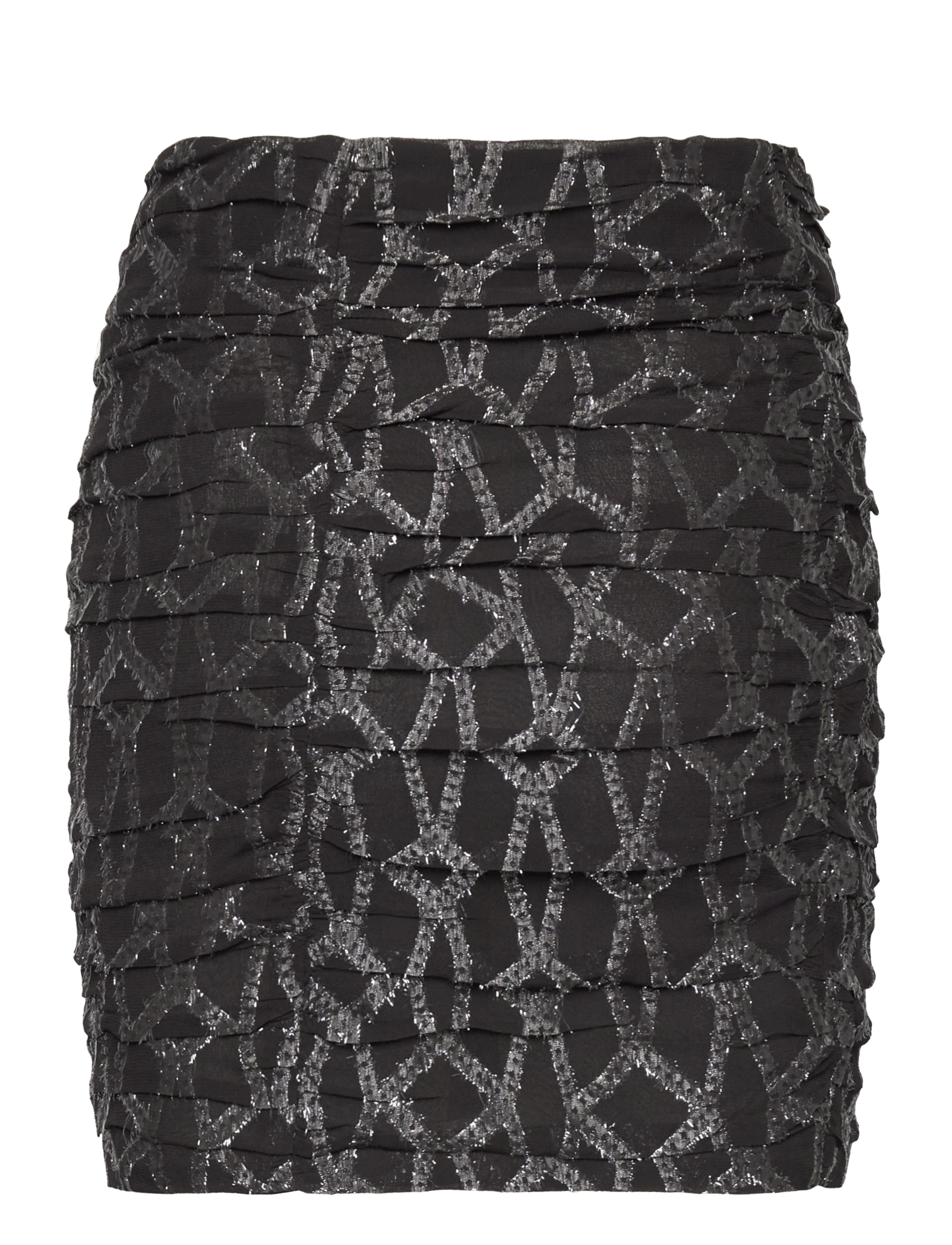 Mango - Ruched lurex skirt - kurze röcke - black - 1
