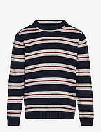 Striped knit sweater - NAVY