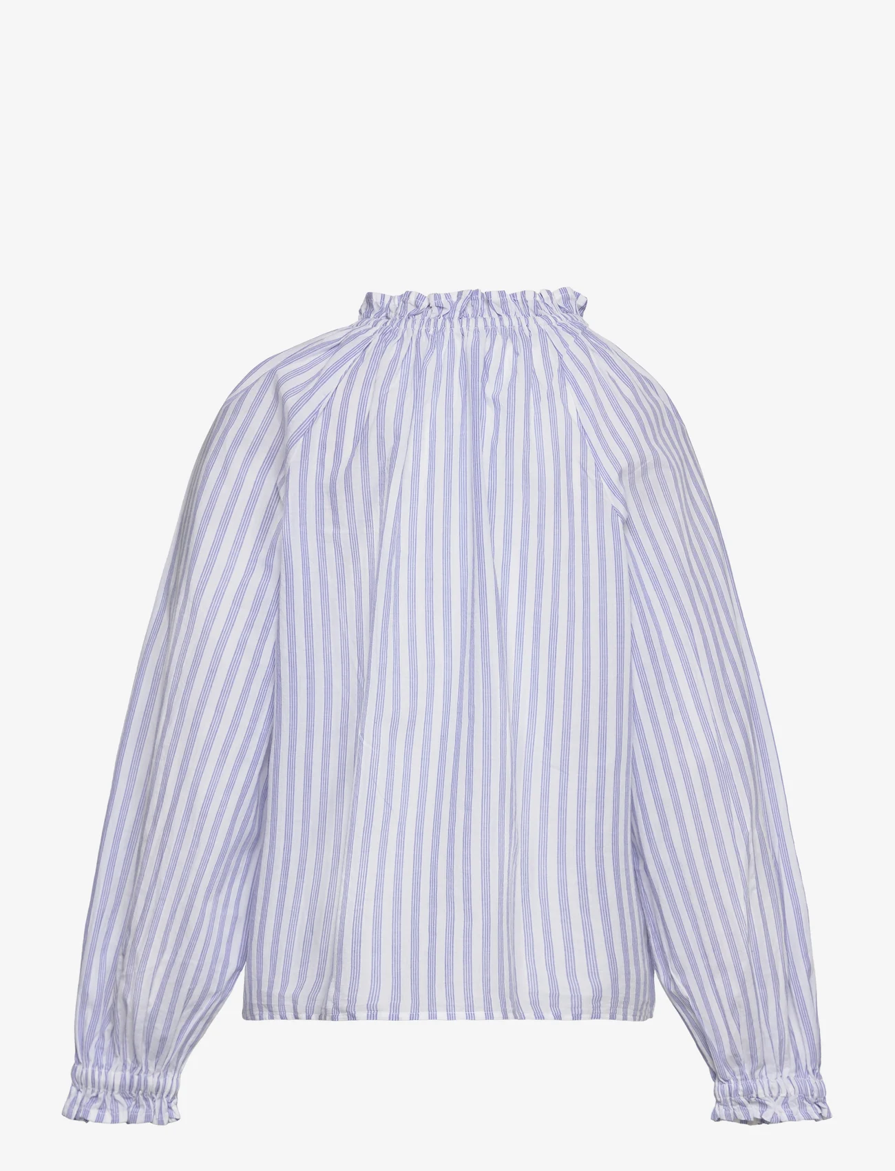 Mango - Striped cotton blouse - gode sommertilbud - medium blue - 1