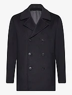 Recycled wool double-breasted coat - NAVY