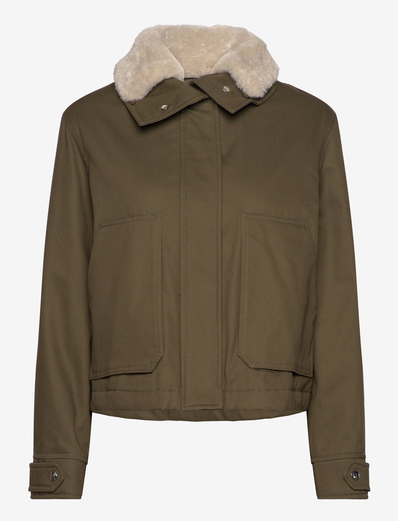 Mango - Parka with detachable fur-effect collar - overtøj - beige - khaki - 0