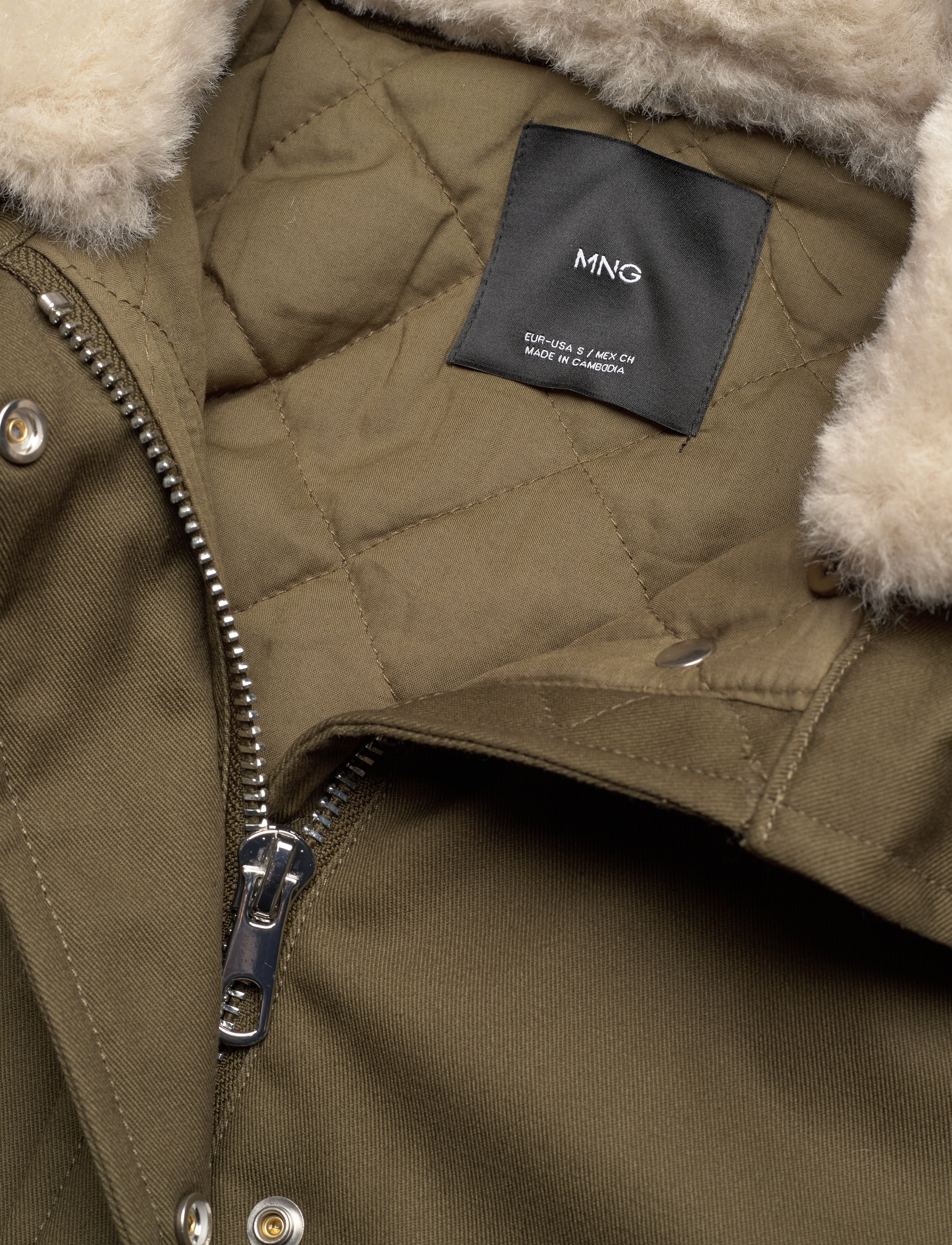 Mango - Parka with detachable fur-effect collar - ytterkläder - beige - khaki - 4