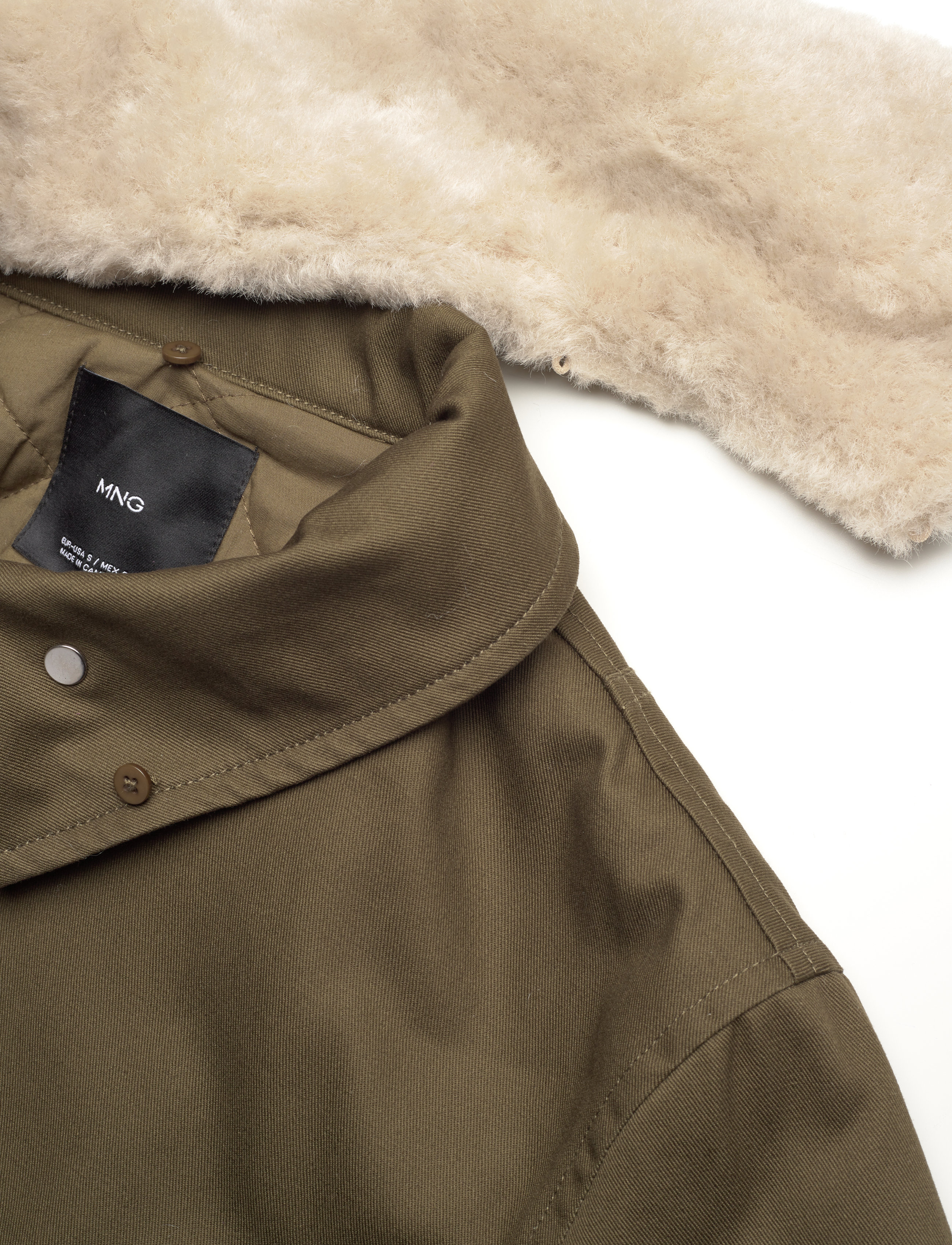 Mango - Parka with detachable fur-effect collar - ytterkläder - beige - khaki - 5