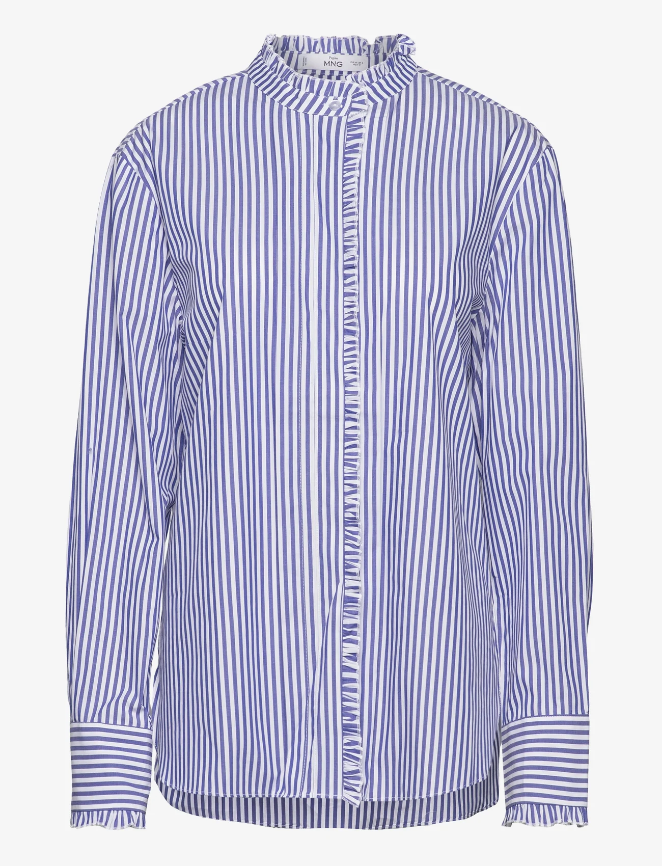 Mango - Shirt with frilly trim - langermede skjorter - medium blue - 0