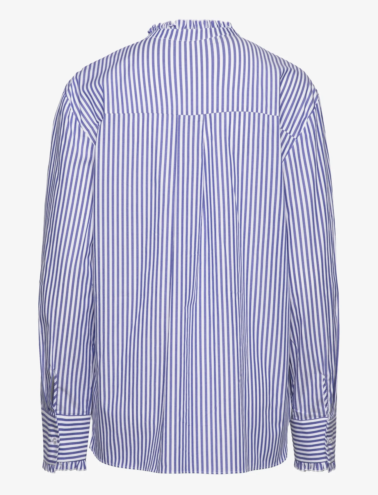 Mango - Shirt with frilly trim - langermede skjorter - medium blue - 1