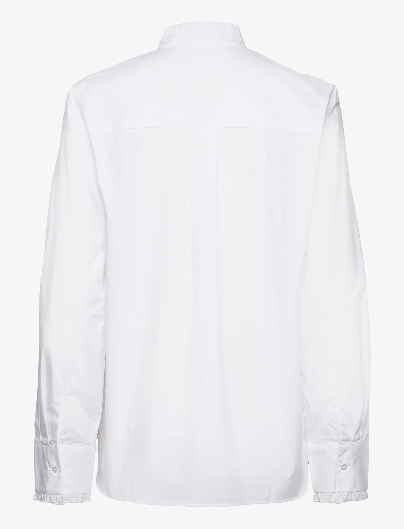 Mango - Shirt with frilly trim - langermede skjorter - white - 1